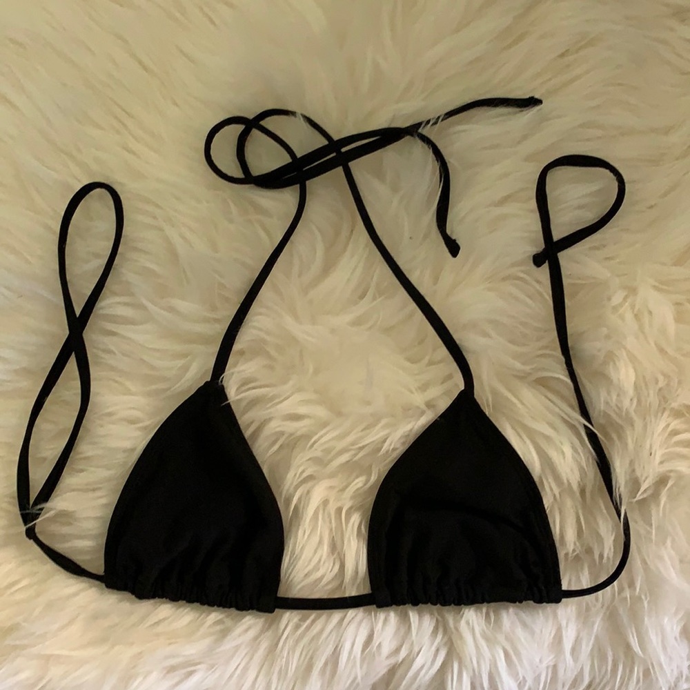 Black Triangle string Bikini Top